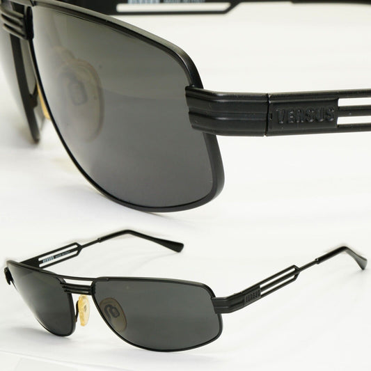 Versus Sunglasses 1996 by Gianni Versace Vintage Matte Black MOD F35 COL 028