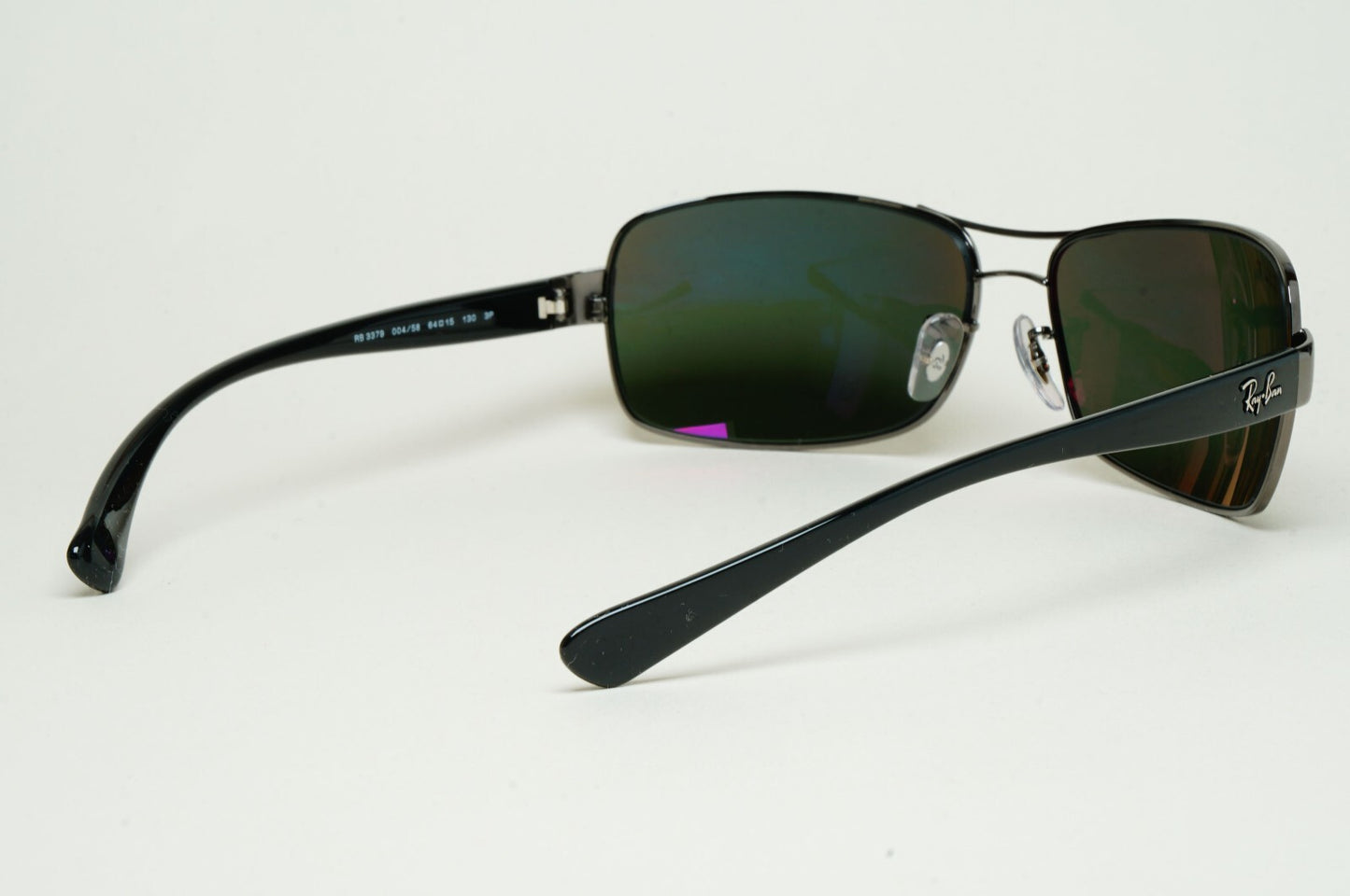 Ray-Ban Sunglasses Polarized Dark Green Gunmetal Wrap Navigator RB 3379 004/58