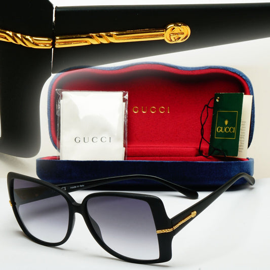 Gucci Sunglasses 1993 Vintage Black Gold Grey Square Safilo GG 2116/S 61N 200225
