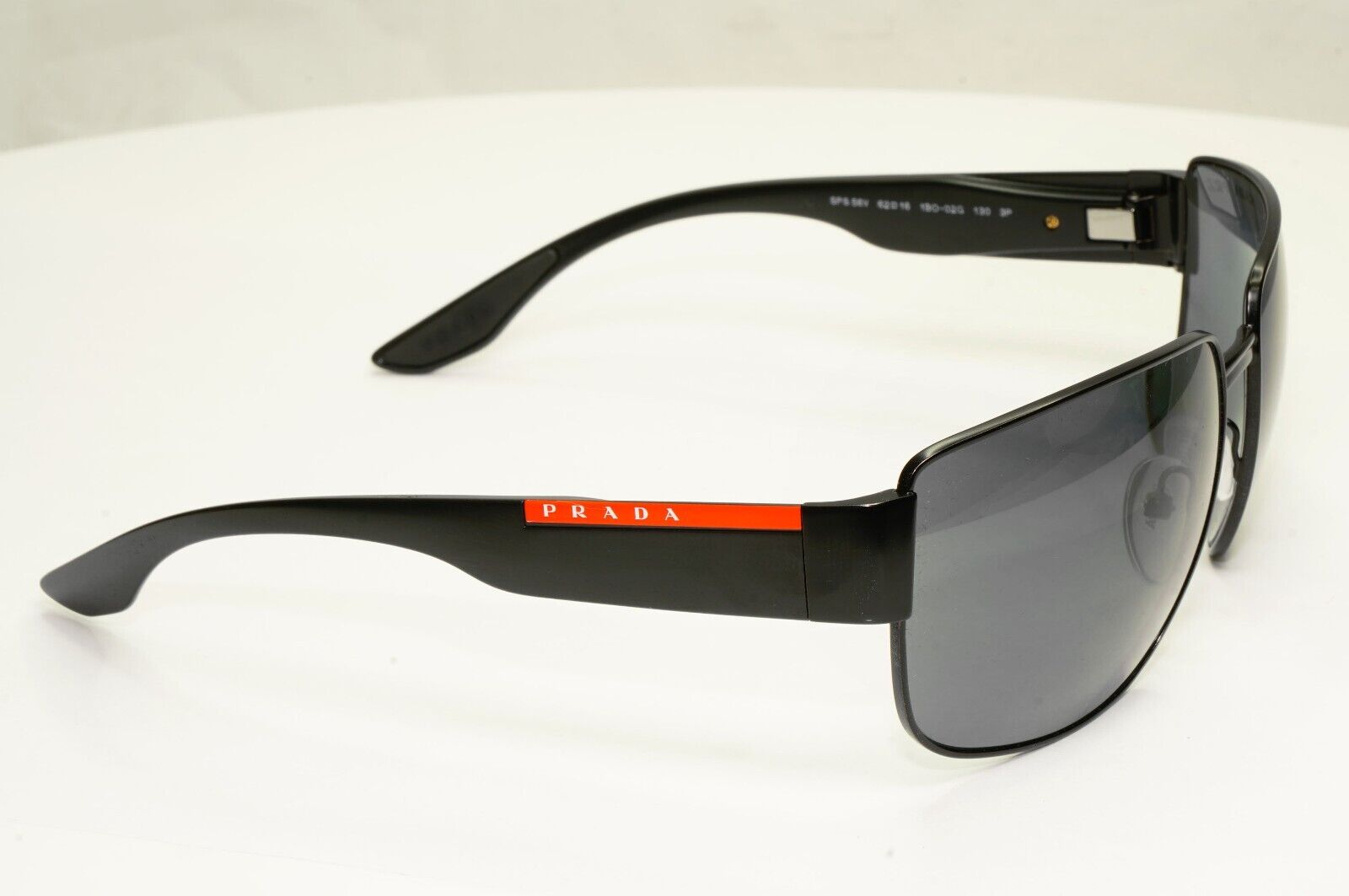Prada Sunglasses Polarized Black Wrap Metal PS56VS SPS 56V 1BO-02G 130mm