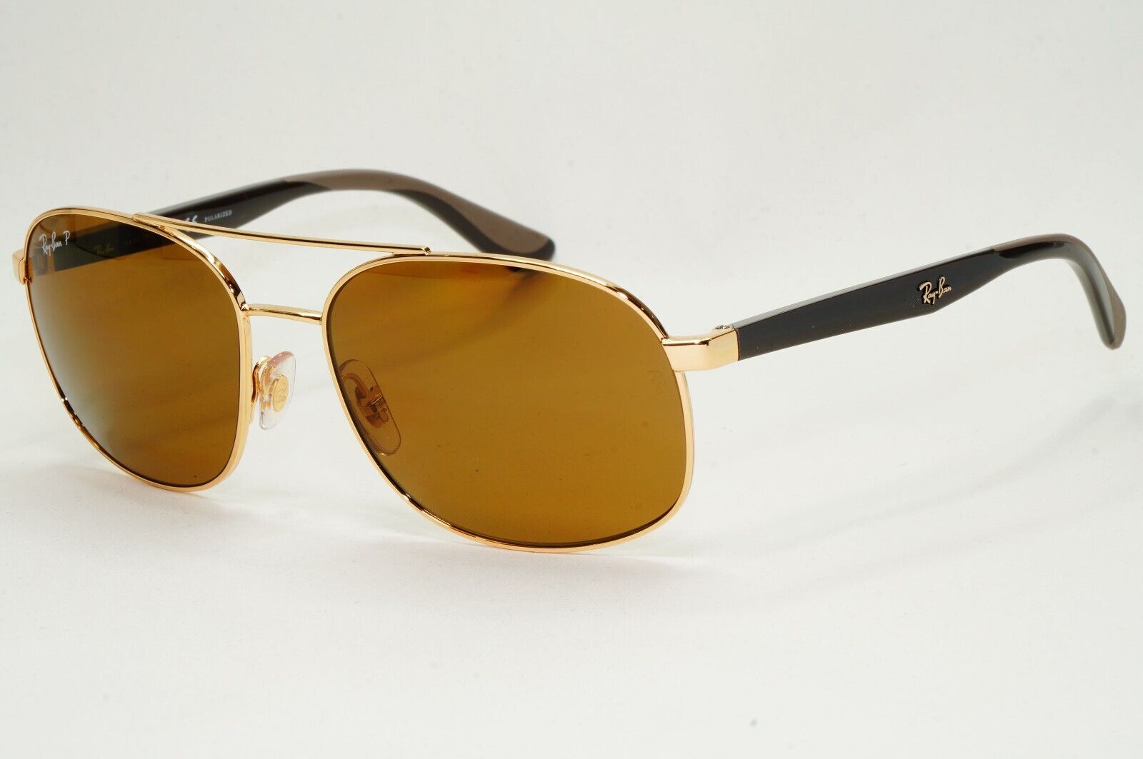 Ray-Ban Sunglasses 2018 Polarized Gold Brown Pilot Navigator RB 3593 001/83 58mm