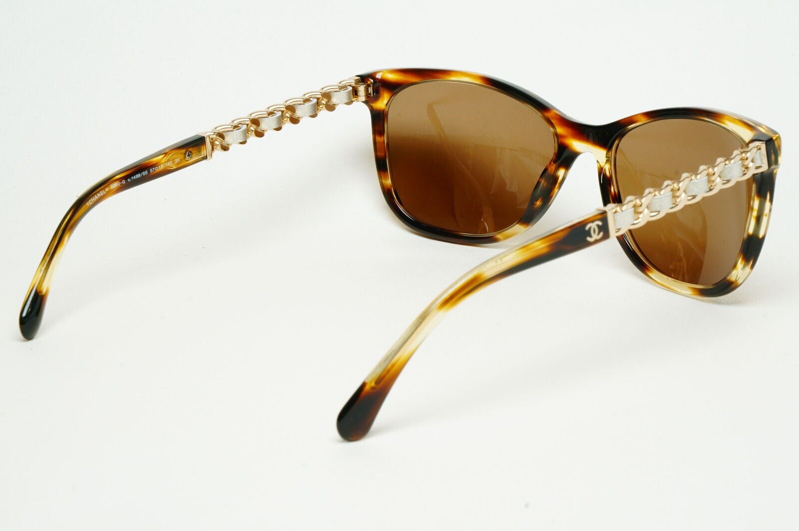 Chanel Sunglasses Leather Chain Gold Brown Tortoise 5260-Q c.1498/S5 57mm 261124
