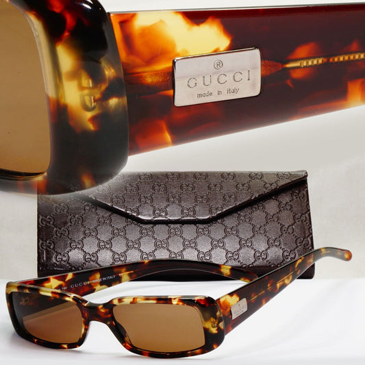 Gucci Sunglasses 1998 Vintage Brown Tortoise Rectangle GG 2450/S 4TM 210125