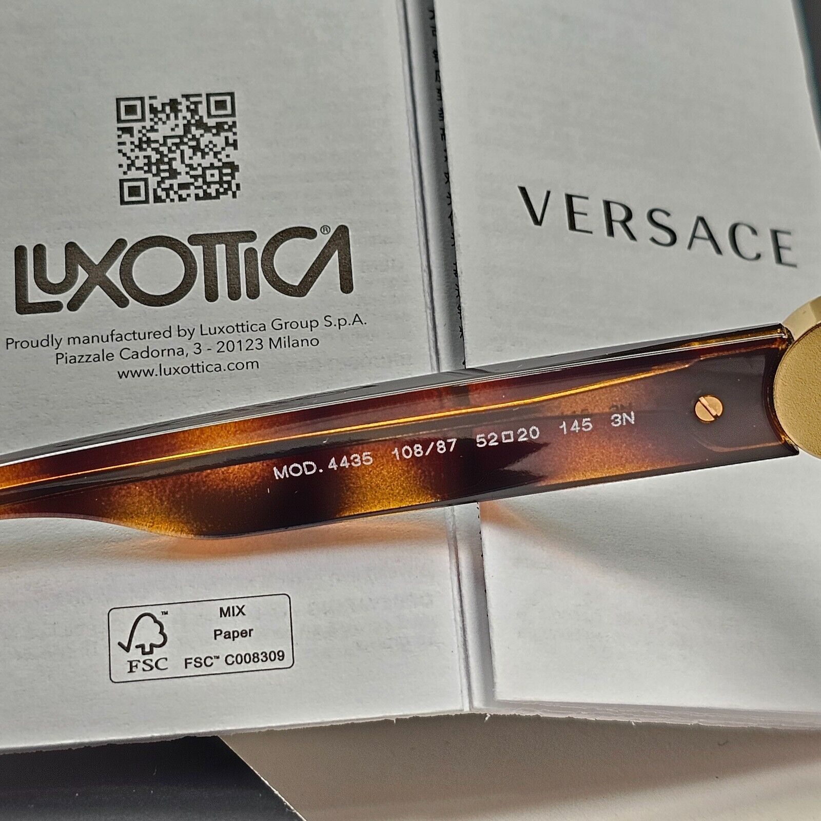 Versace Sunglasses Tortoise Havana Brown Grey Cat Eye MOD VE 4435 108/87 52mm
