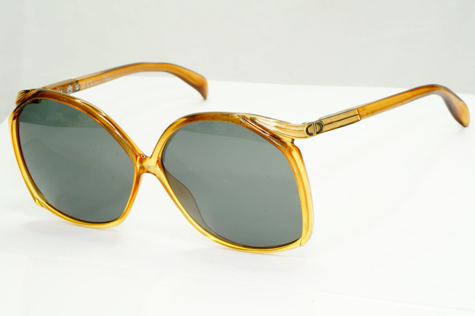 Dior 1990s Vintage Sunglasses Brown Honey Green Square Germany 2104 10 251122