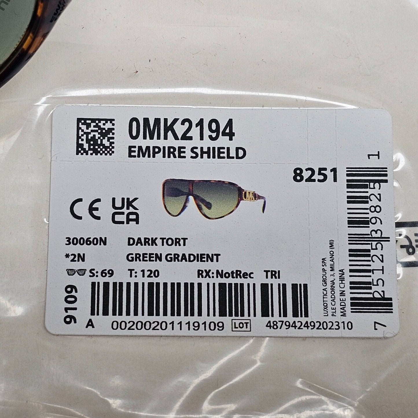 Michael Kors Sunglasses Brown Tortoise Green Shield MK 2194 Empire Shield 30060N