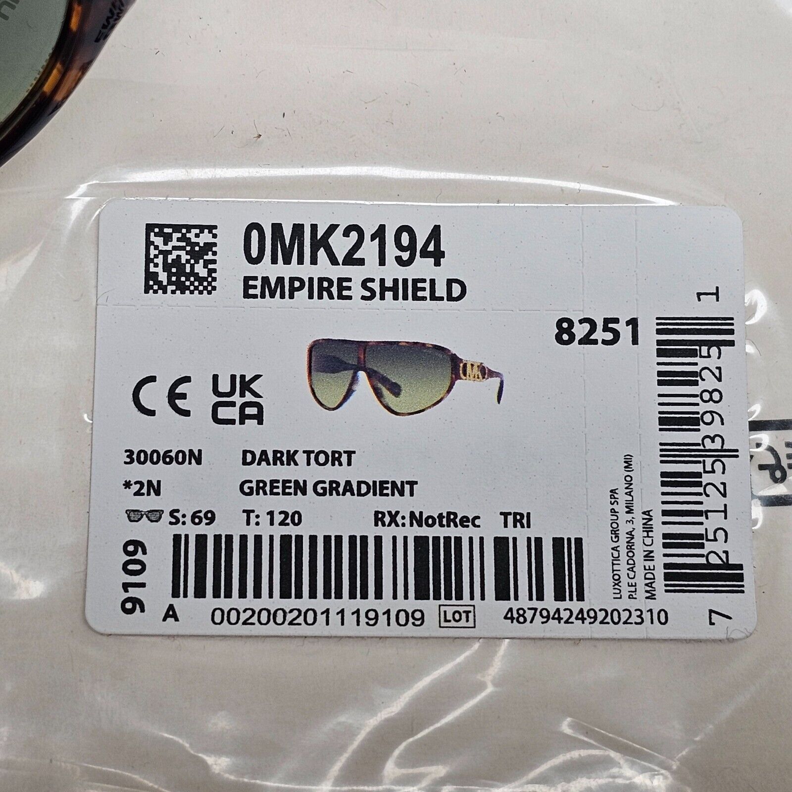 Michael Kors Sunglasses Brown Tortoise Green Shield MK 2194 Empire Shield 30060N