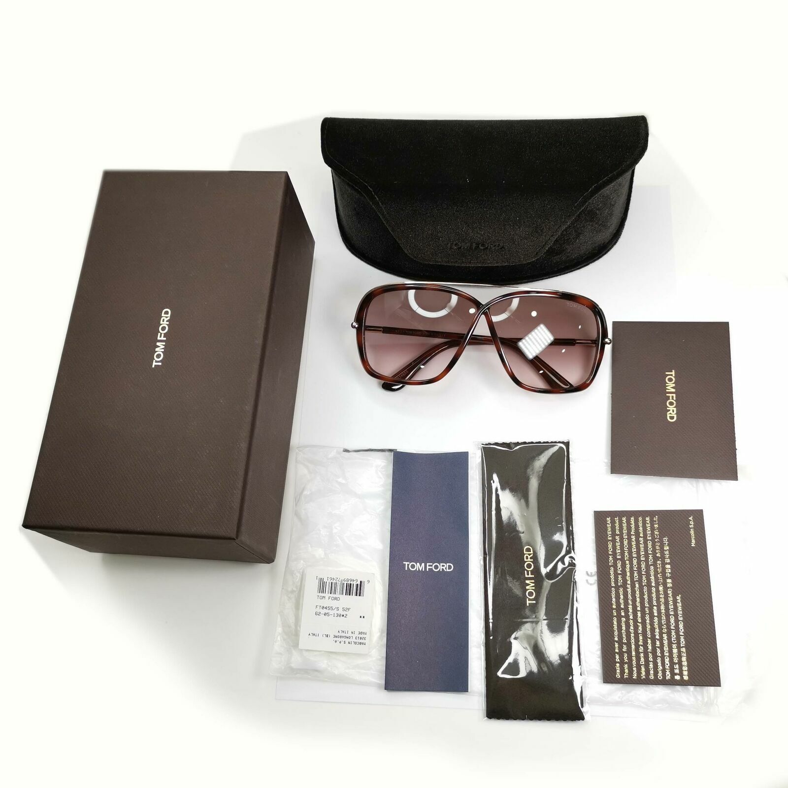 Tom Ford Brenda Sunglasses Square Brown Gradient Havana Gold TF455 52F FT0455