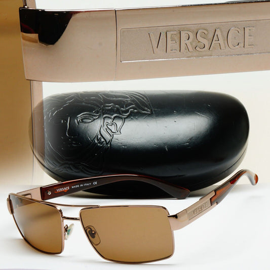 Versace Sunglasses 2005 Vintage Brown Square Navigator MOD 2041 1013/13 050225
