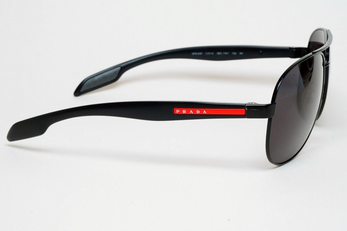 Prada Sunglasses Black Pilot Red Stripe PS53PS SPS 53P 1BO-7W1 62mm 110225
