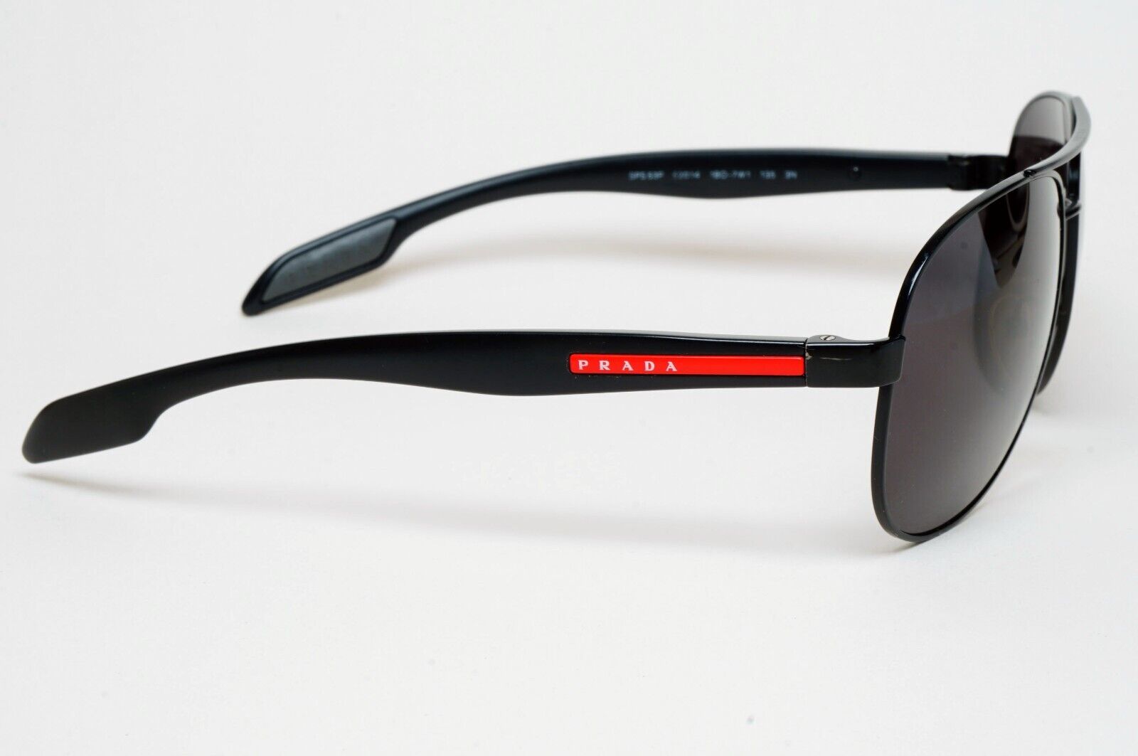 Prada Sunglasses Black Pilot Red Stripe PS53PS SPS 53P 1BO-7W1 62mm 110225