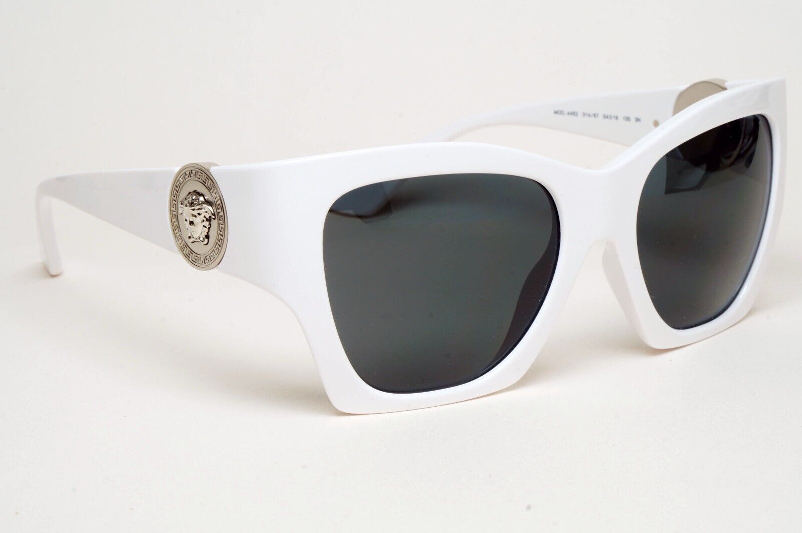 Versace Sunglasses White Silver Medusa Grey Square MOD VE 4452 314/87 54mm
