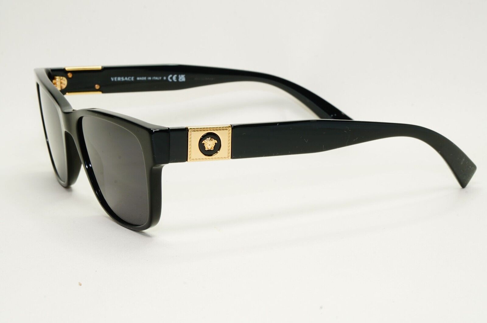 Versace Sunglasses Black Gold Medusa Square Glossy MOD VE 3295 GB1 56mm