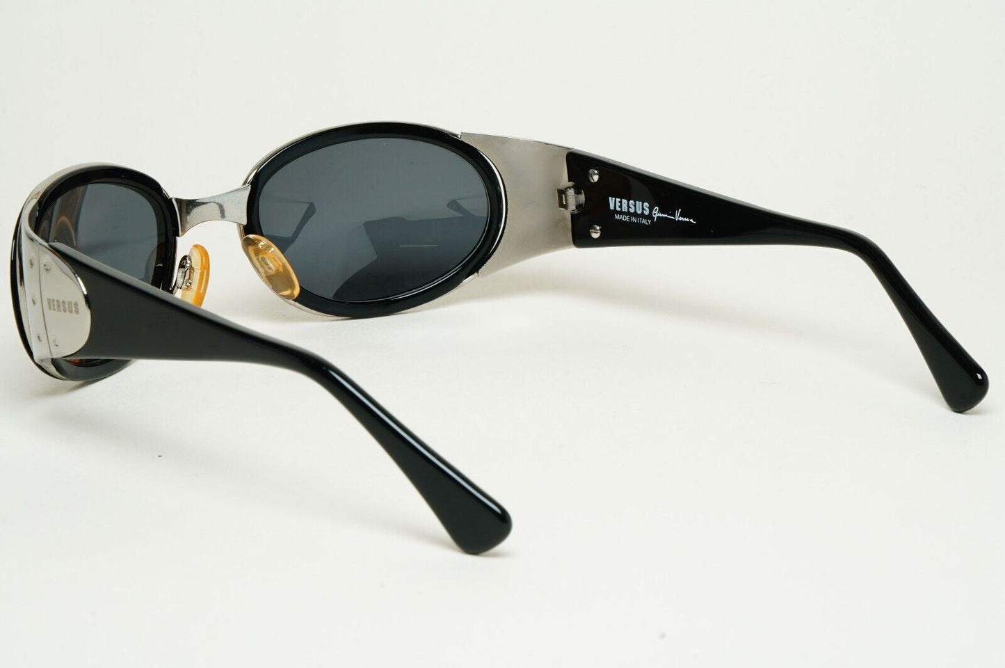 Versus Sunglasses 1996 by Gianni Versace Vintage Black Silver MOD R50 COL 76M