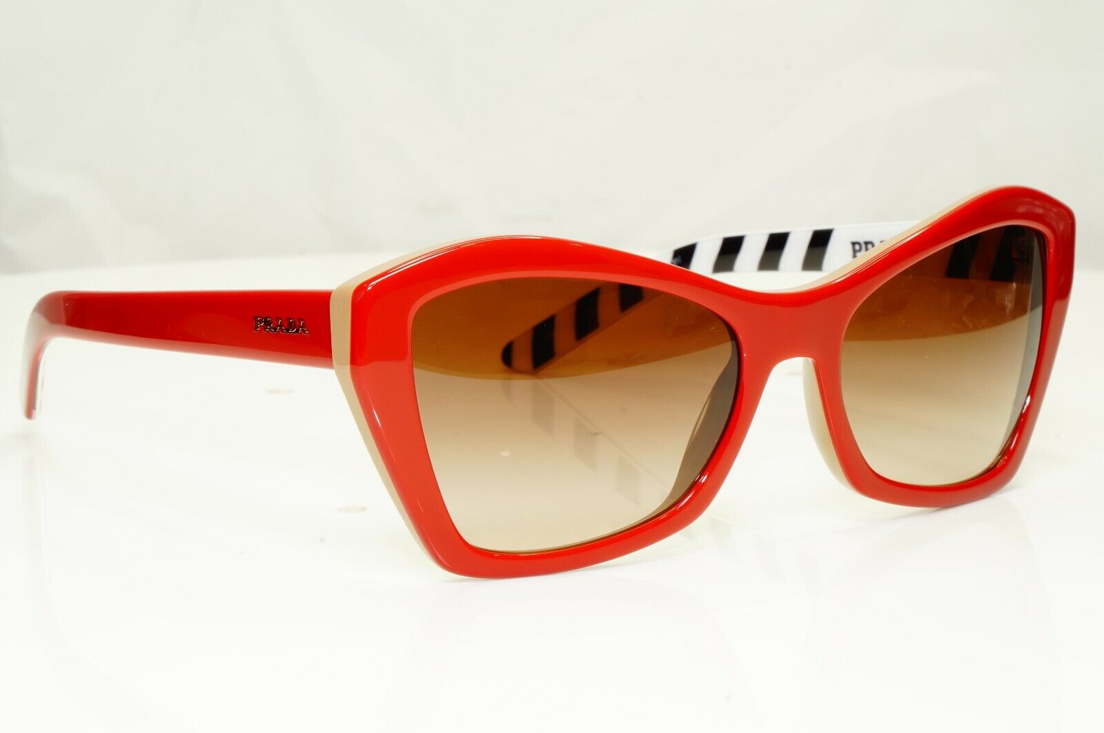 Prada Red Brown Sunglasses Ultravox Fashion Blogger Womens SPR 07X 543-6S1
