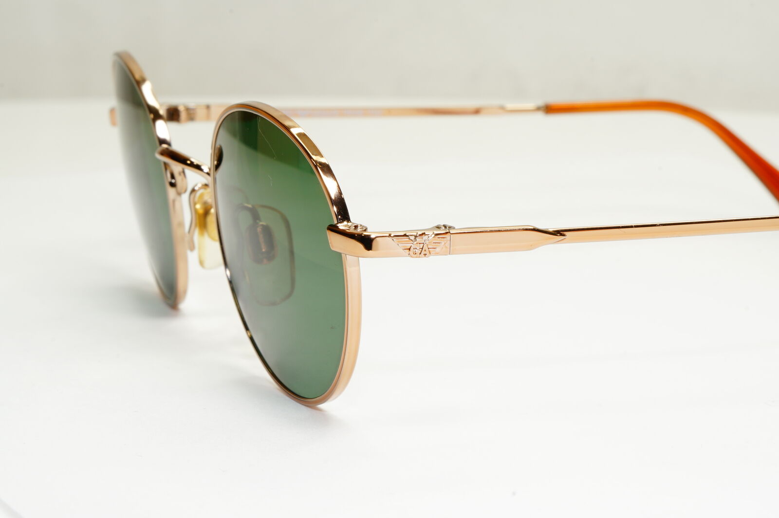 Emporio Armani Sunglasses 1997 Vintage Round Small Gold Green Eagle 008-S 806