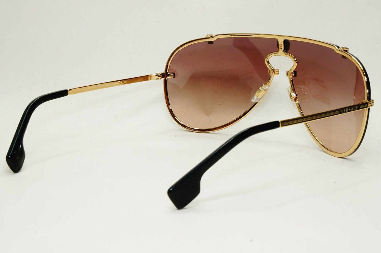 Versace Sunglasses Gold Brown Gradient Medusa Pilot Shield MOD VE 2243 1002/13