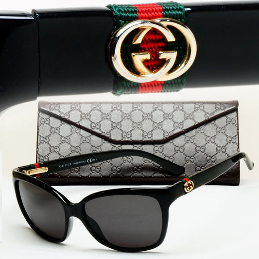 Gucci Sunglasses 2012 Vintage Ribbon Black Gold GG 3645/S D28WJ 56mm 220125