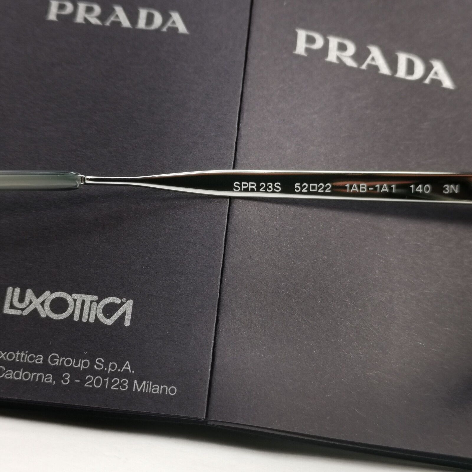 Prada Sunglasses Cinema Black Silver Grey Square PR23SS SPR 23S 1AB-1A1 52mm
