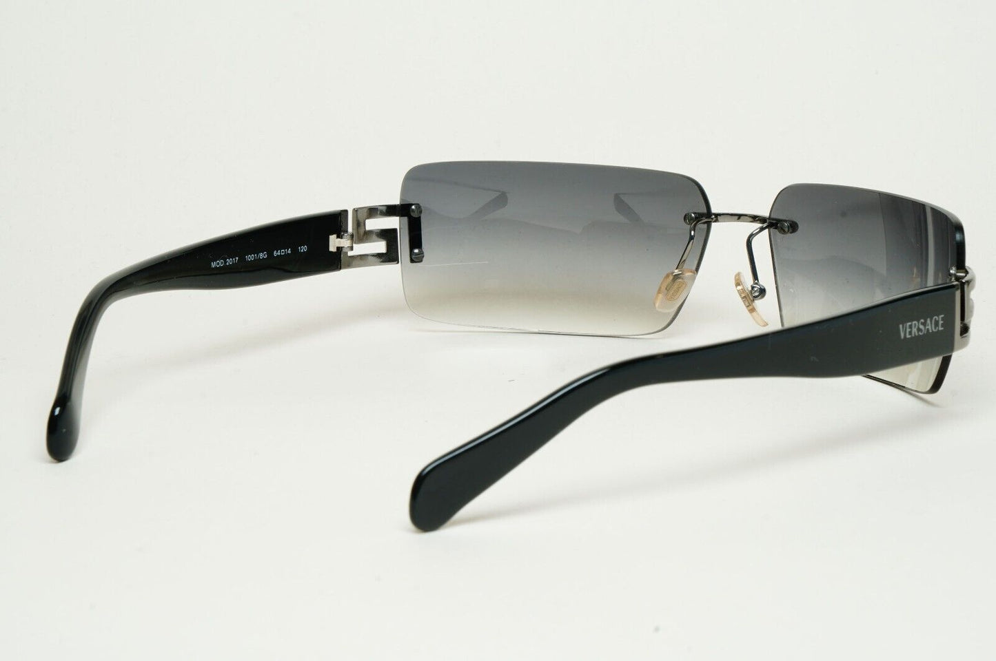 Versace Sunglasses 2004 Vintage Rimless Black Grey MOD 2017 1001/8G 120125
