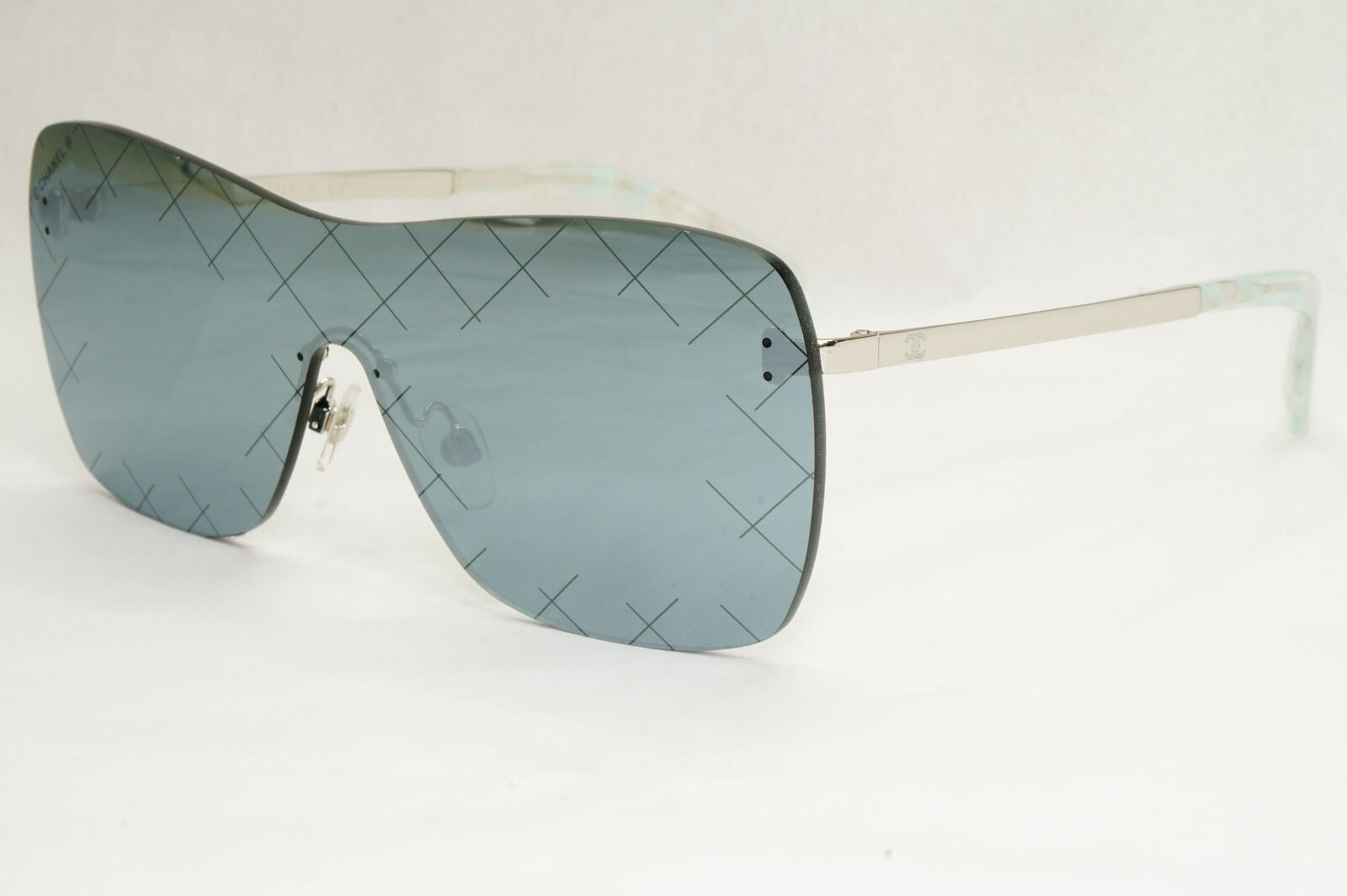 Chanel Sunglasses Silver Grey Mirrored Shield Visor 4215 c.124/6G
