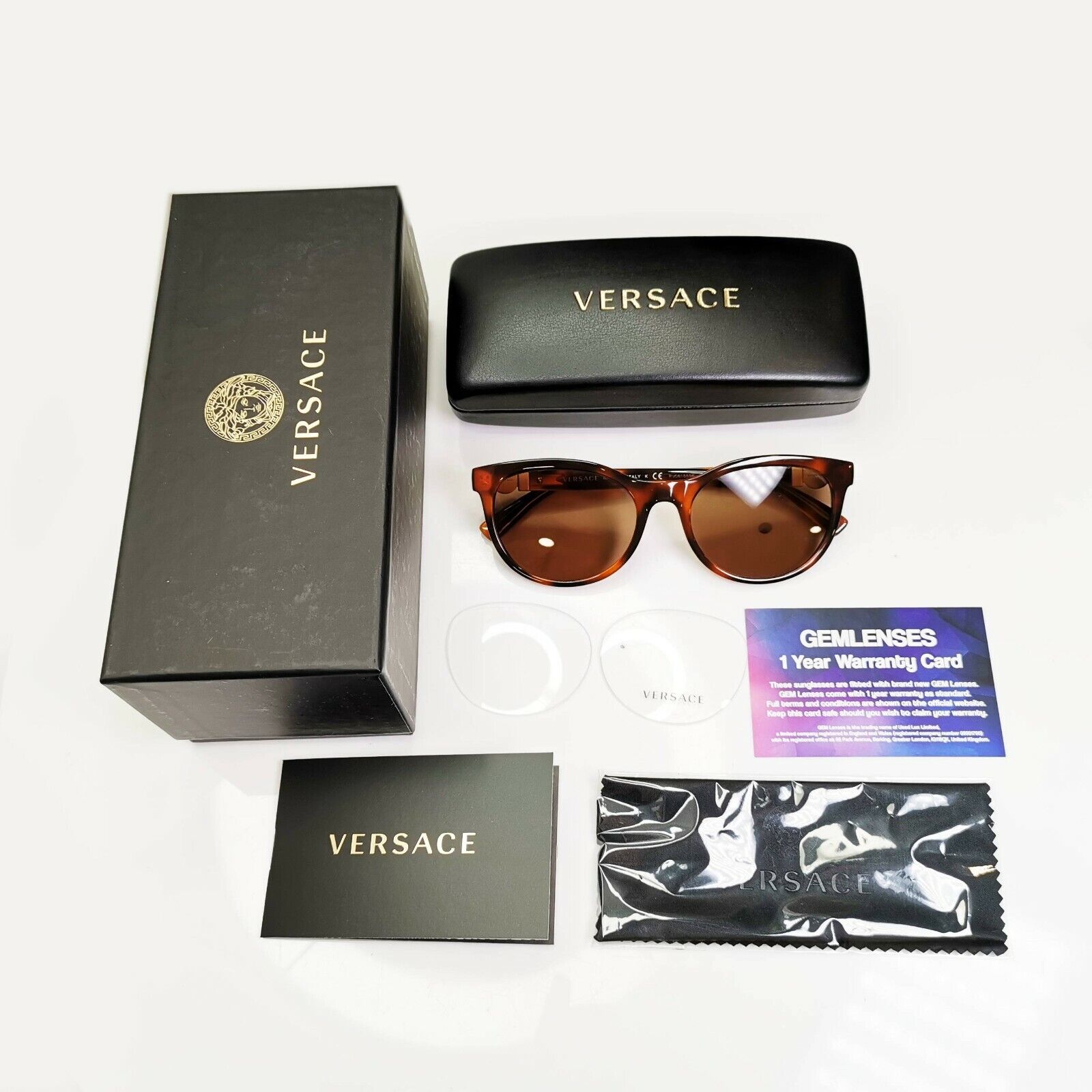 Authentic Versace Womens Sunglasses Gold Medusa Havana Brown MOD 3247 5119