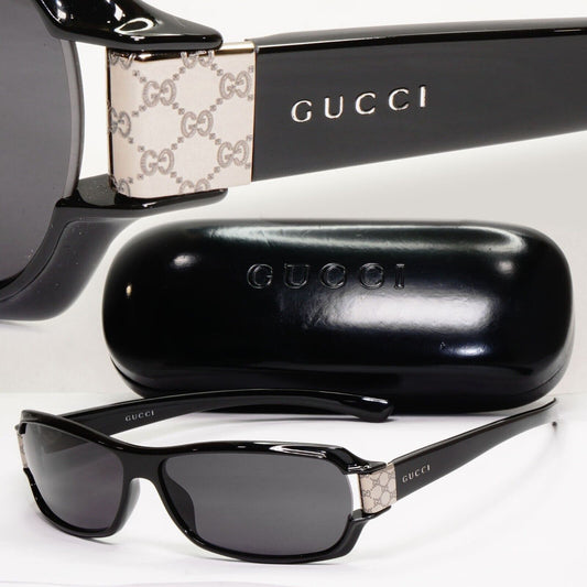 Gucci Sunglasses 1998 Vintage Black Silver Rectangle Unisex GG 2547/S NE8 051223
