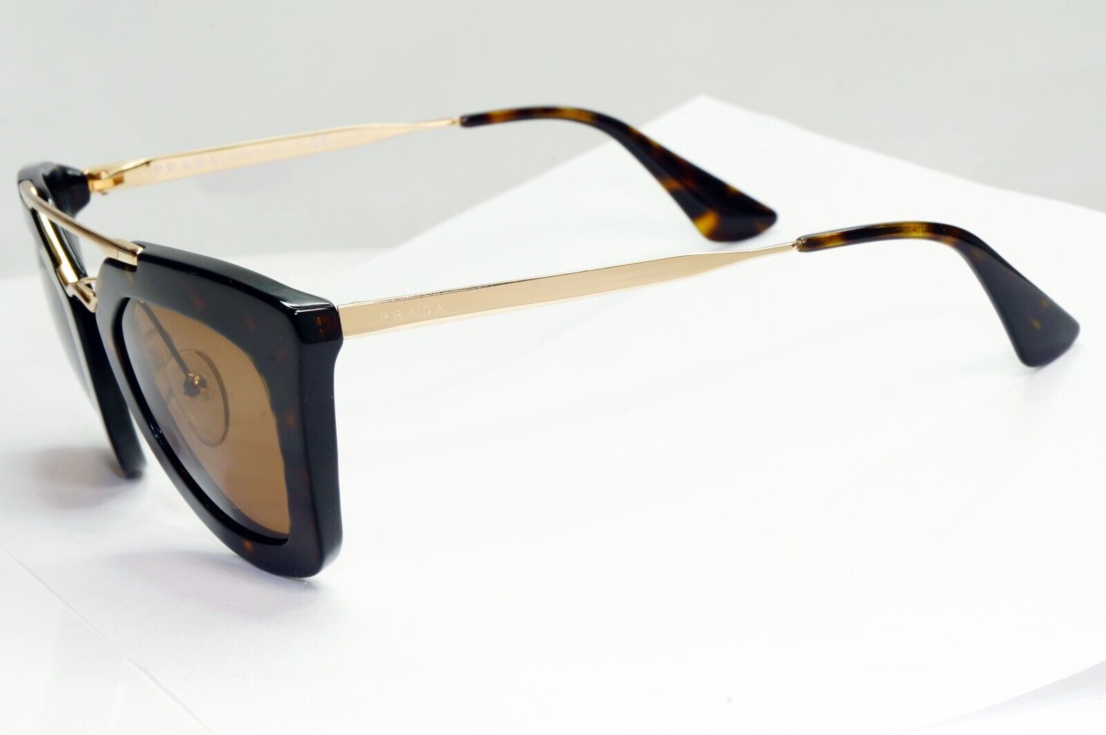 Prada Sunglasses Cinema Gold Brown Tortoise Square PR09QS SPR 09Q 2AU-6S1 170125