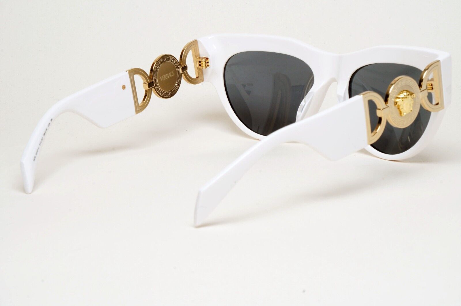 Versace Sunglasses White Gold Medusa Grey Square MOD VE 4440-U 314/87 56mm
