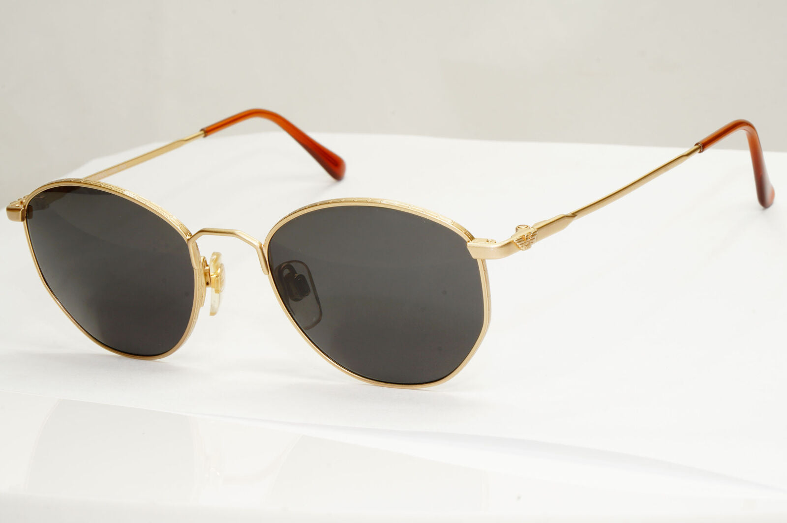 Emporio Armani Sunglasses 1997 Vintage Gold Black Metal Round 031 703 48mm C
