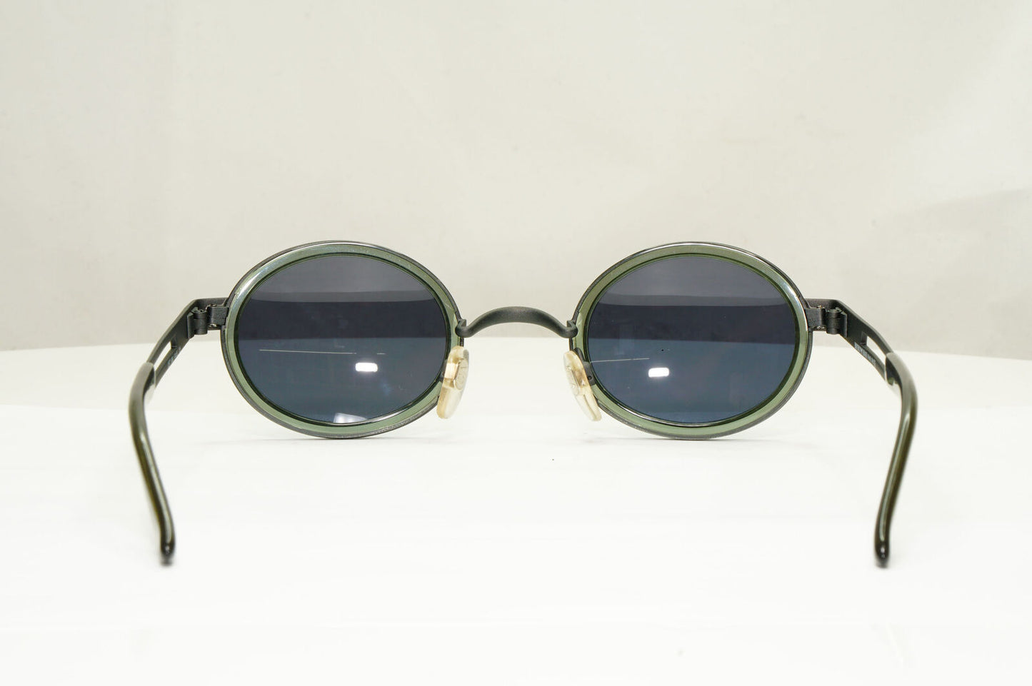 Emporio Armani Sunglasses 1997 Vintage Black Oval Grey Green Eagle 057-S 988