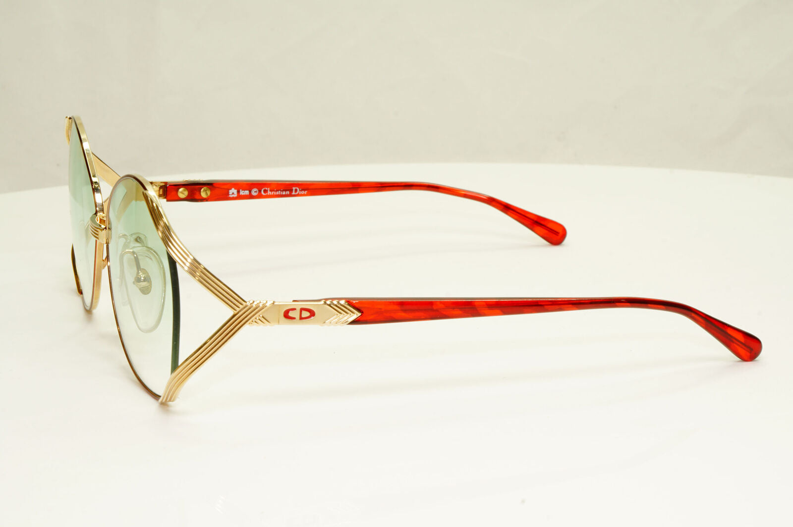 Dior 1990s Gold Sunglasses Austria Red Green Vintage Square Womens 2692 43
