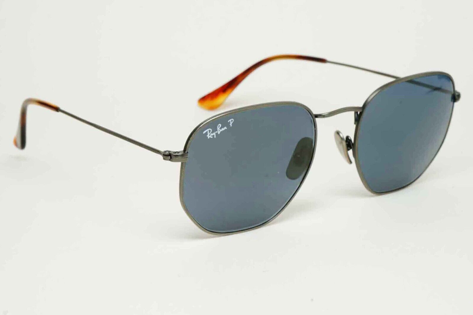 Ray-Ban Sunglasses Hexagonal Titanium Polarised Grey Blue RB 8148 9208/T0 54mm