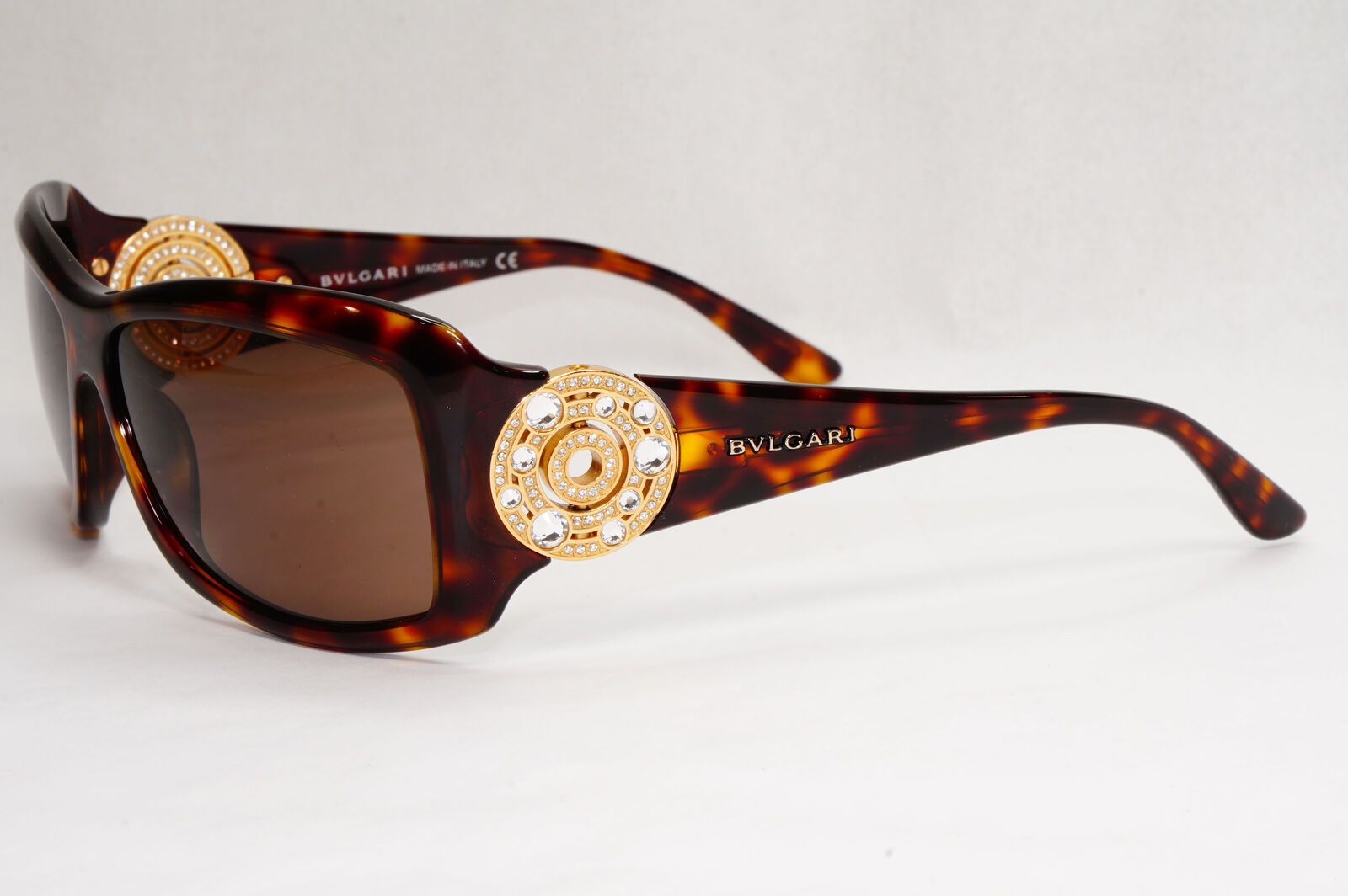Bvlgari Sunglasses Crystal Brown Tortoiseshell Square 8007-B 851/73 050124