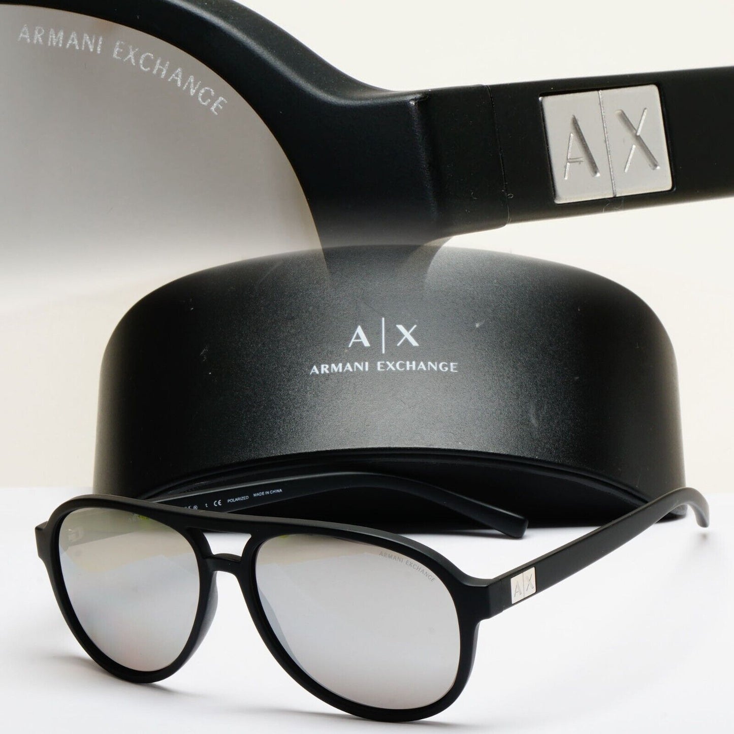 Armani Exchange Sunglasses 2015 Black Polarized Silver AX 4055 8078/Z3 221124
