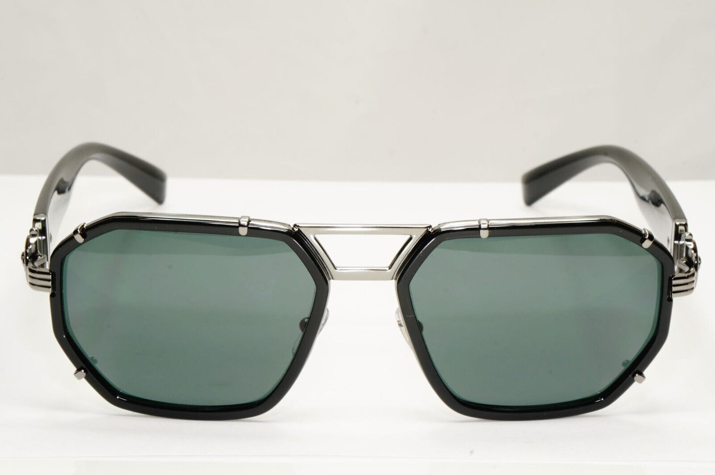 Versace Sunglasses Black Gunmetal Green Medusa Navigator MOD 2228 1001/71 58mm
