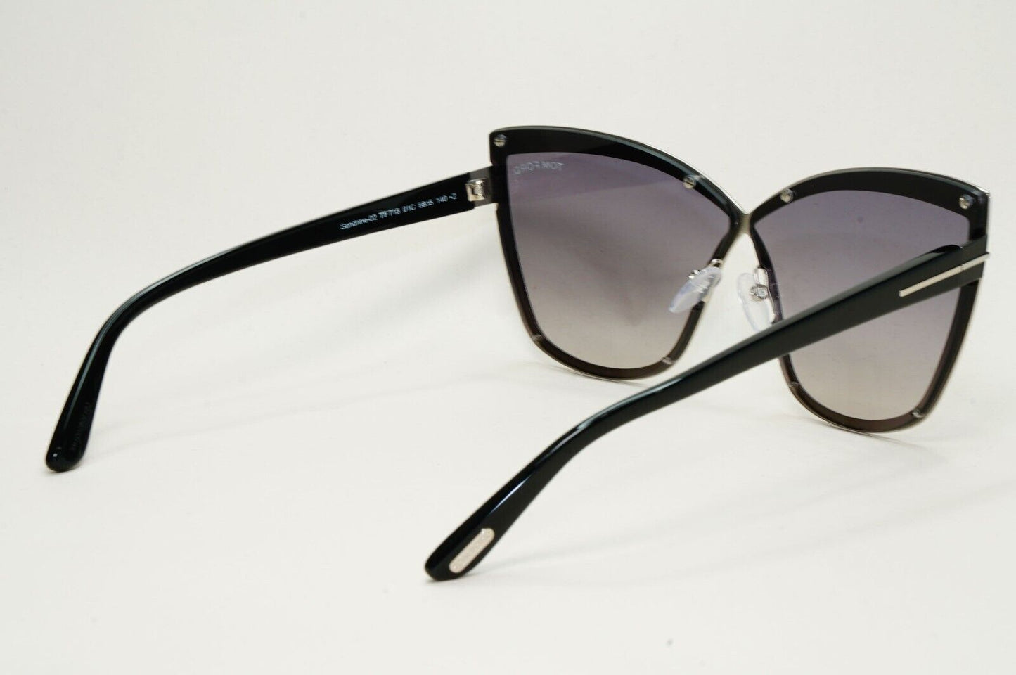 Tom Ford Sunglasses Sandrine-02 Black Smoke Mirror Cat Eye FT0715 TF 715 01C