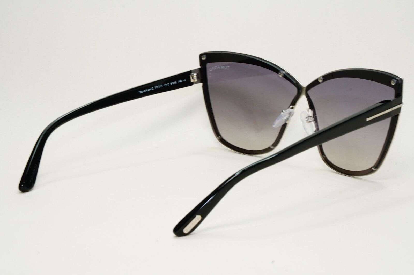 Tom Ford Sunglasses Sandrine-02 Black Smoke Mirror Cat Eye FT0715 TF 715 01C