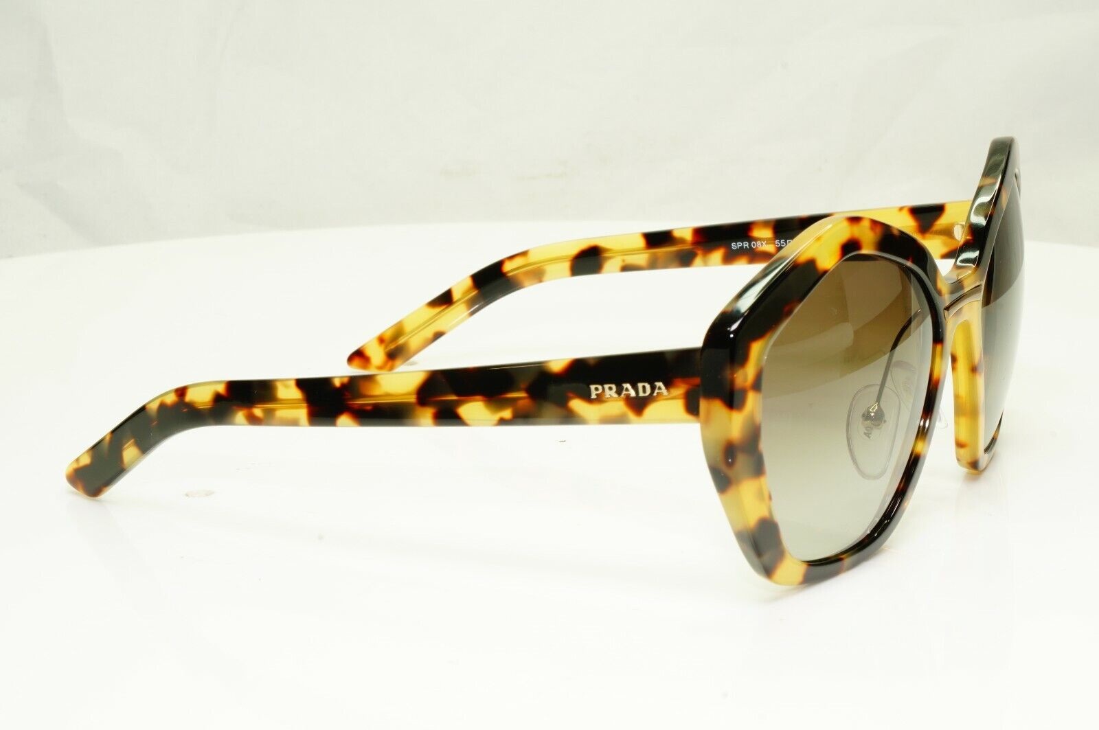 Authentic Prada Womens Sunglasses Brown Angular Hexagon SPR 08X 7S05O2 Oversized