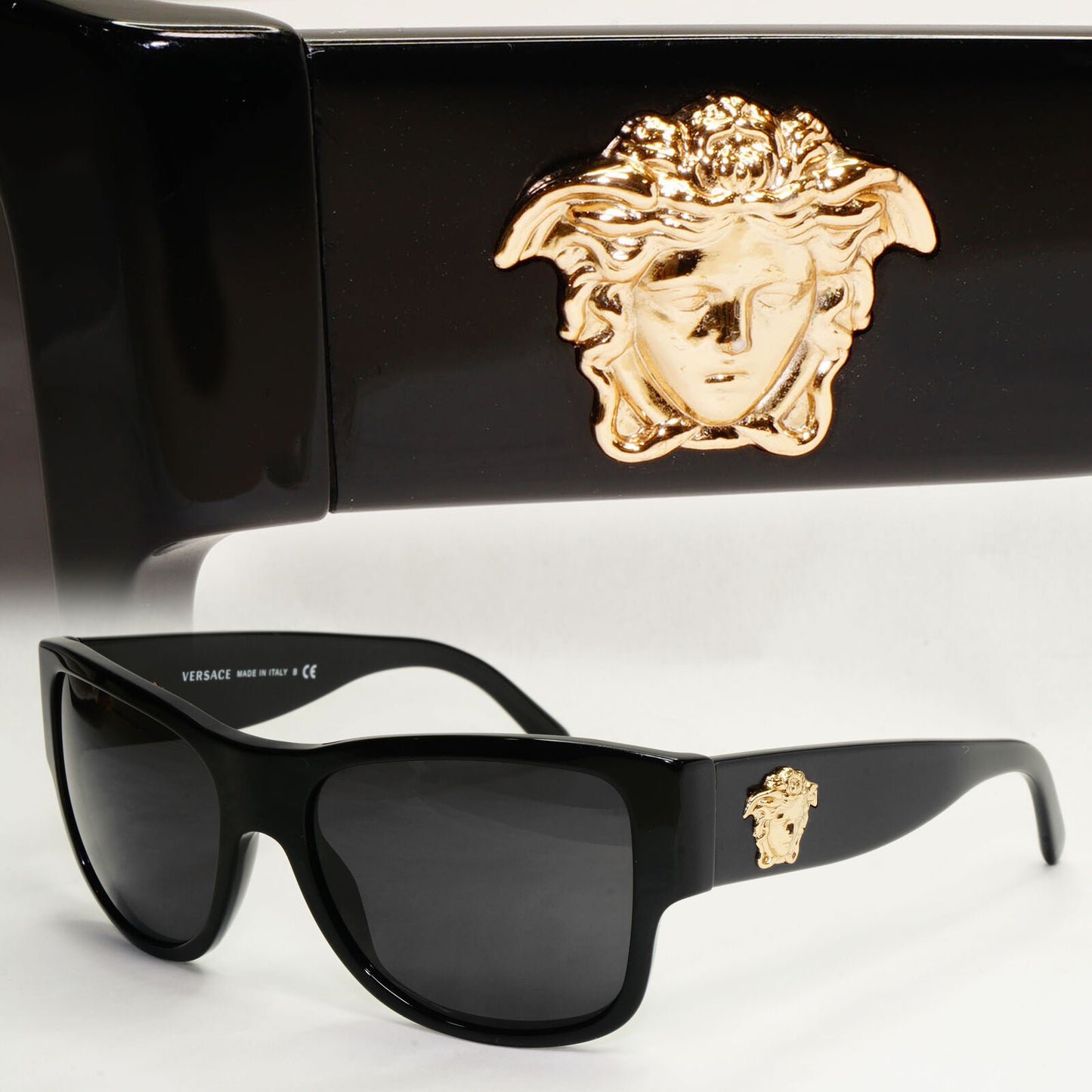 Versace Sunglasses Black Gold Medusa Square MOD VE 4275 GB1/87 130224