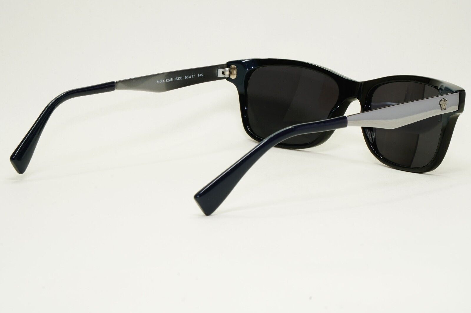 Versace Sunglasses Black Silver Blue Square Rectangle MOD VE 3245 5238 55mm