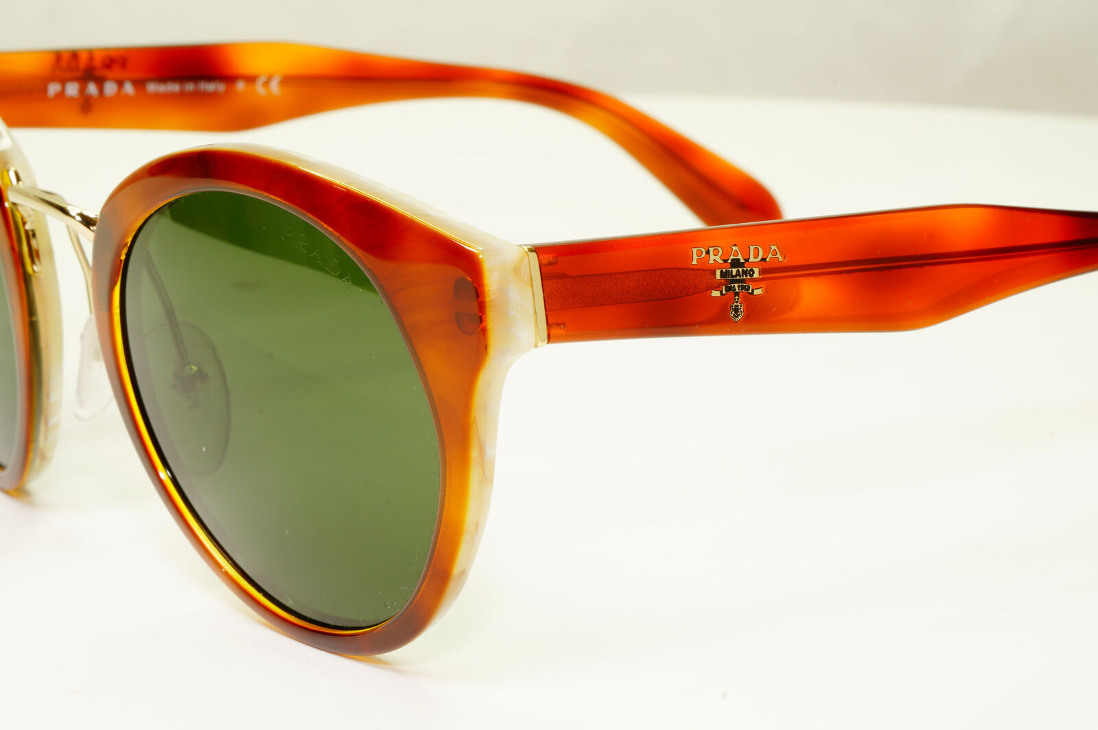 Prada Brown Green Sunglasses Tortoiseshell Gold Womens SPR 05T PR05TS TH7-1I0