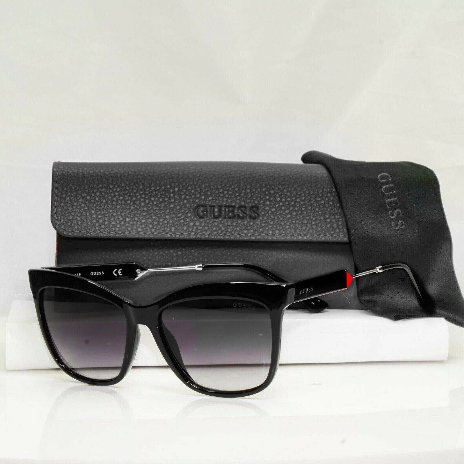 Authentic GUESS Womens Sunglasses Square Glossy Black Gradient Smoke GU 7619 01B