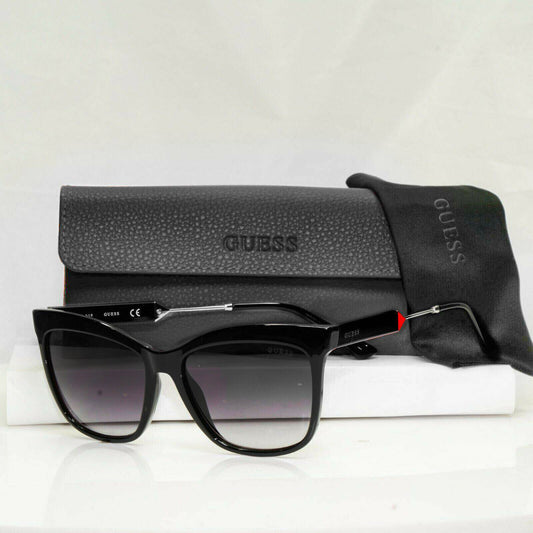 Authentic GUESS Womens Sunglasses Square Glossy Black Gradient Smoke GU 7619 01B