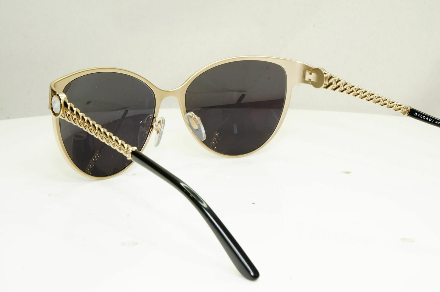 Bvlgari Sunglasses Pearl Gold Chain Black Metal Square Women 6070-H 278/8H 30617