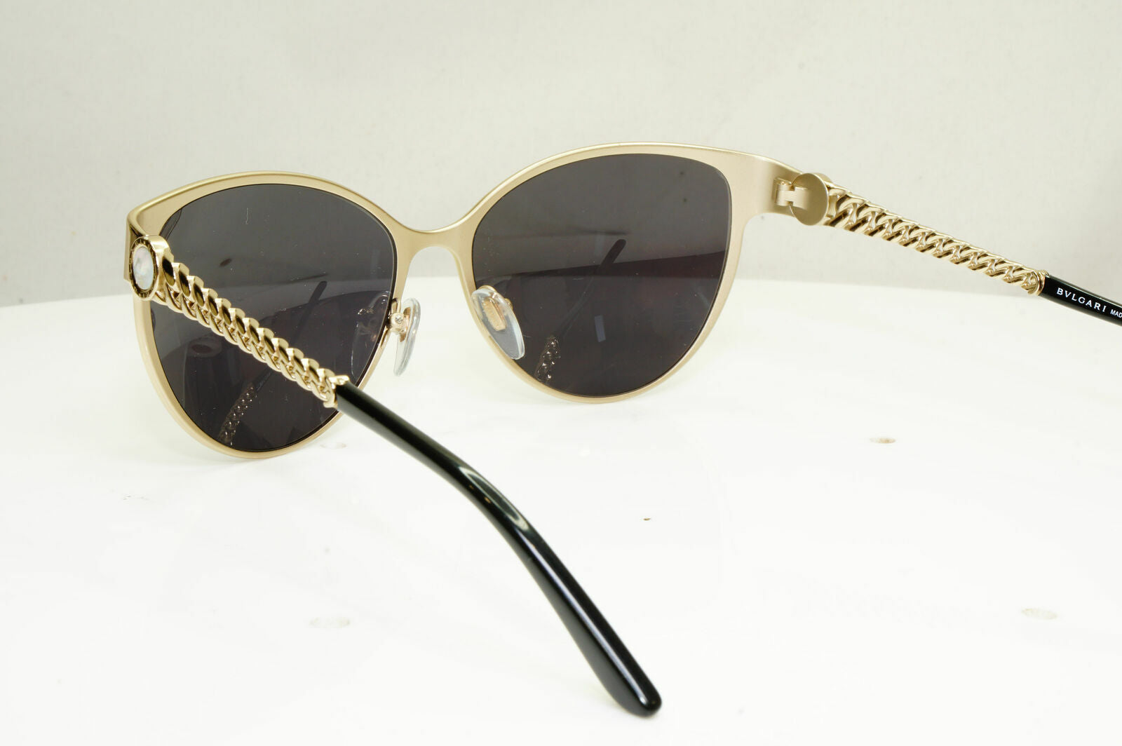 Bvlgari Sunglasses Pearl Gold Chain Black Metal Square Women 6070-H 278/8H 30617