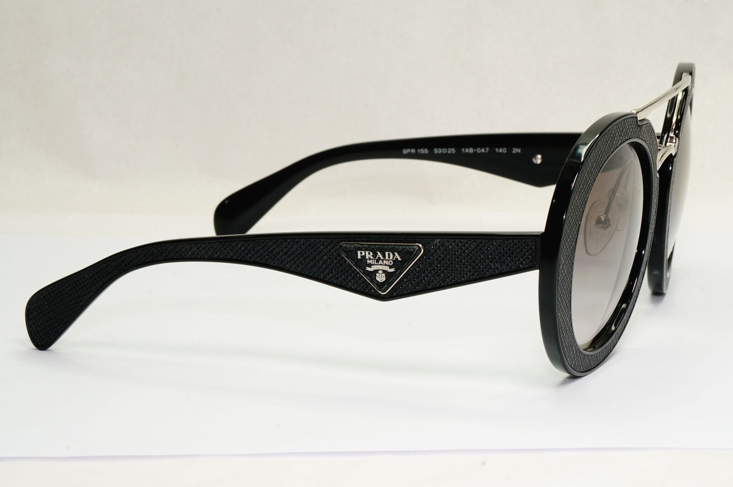 Prada Sunglasses Black Triangle Saffiano Leather PR15SS SPR 15S 1AB-0A7 190224