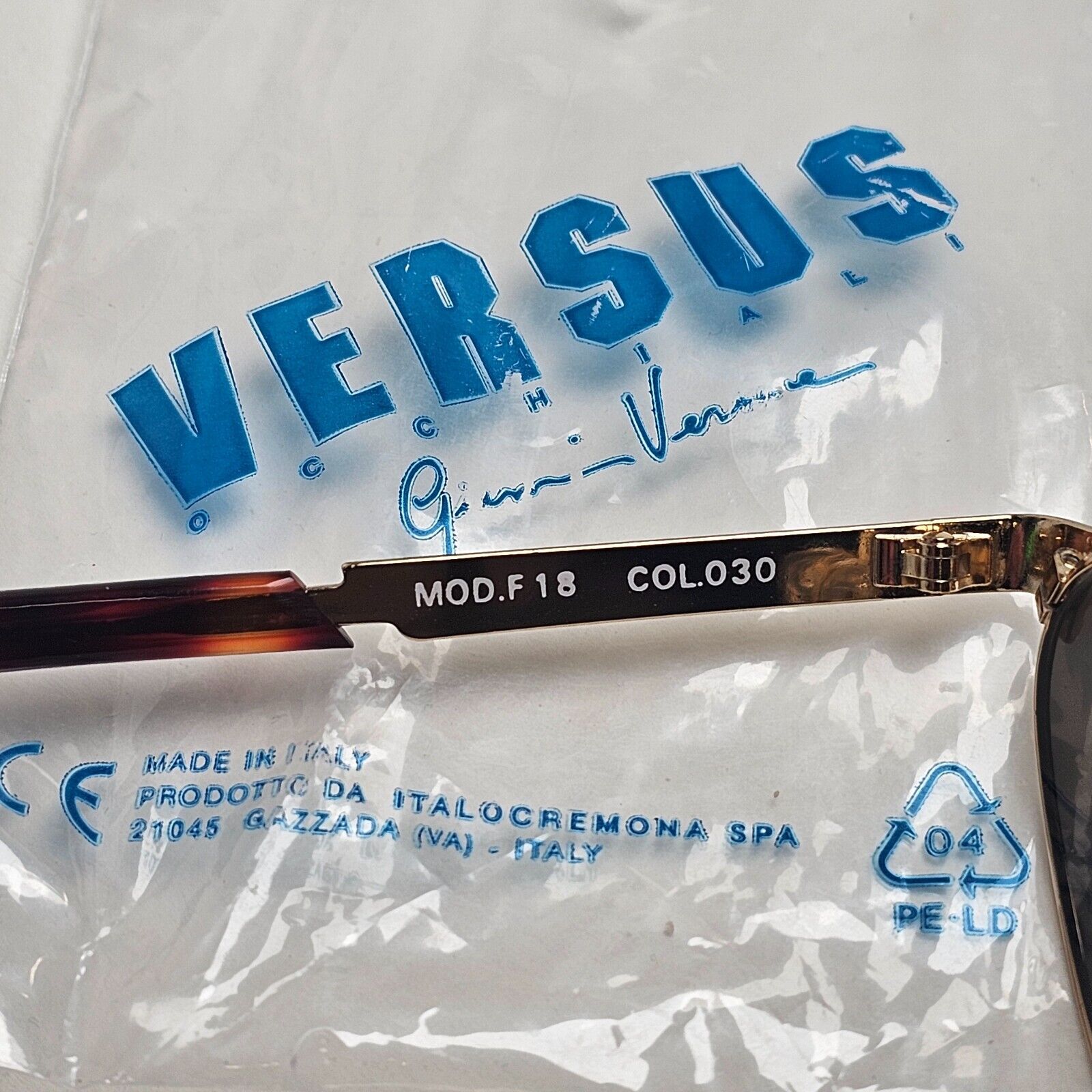 Versus Sunglasses 1996 by Gianni Versace Vintage Gold Brown MOD F18 COL 030
