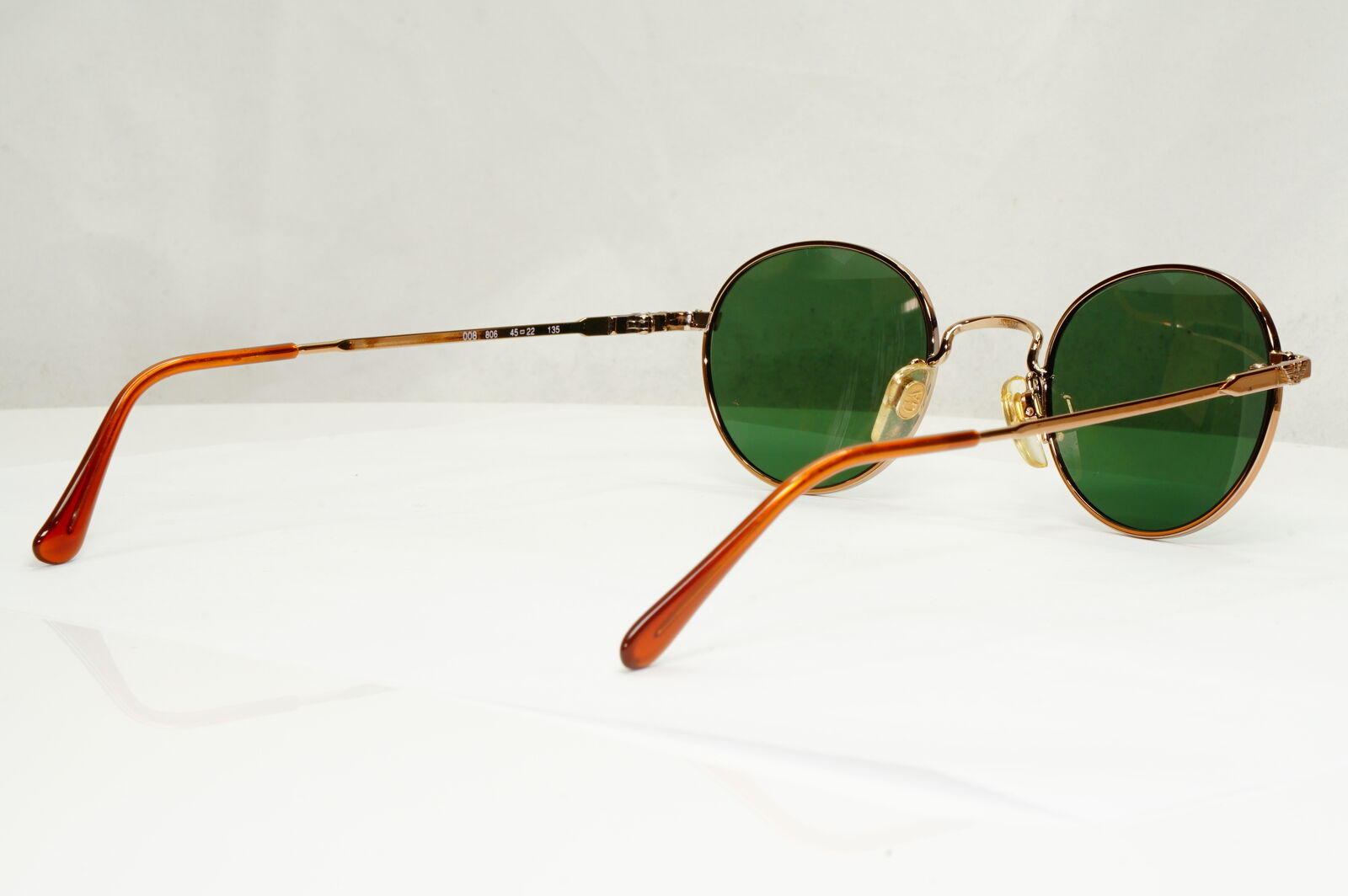 Emporio Armani Sunglasses 1997 Vintage Round Small Gold Green Eagle 008-S 806