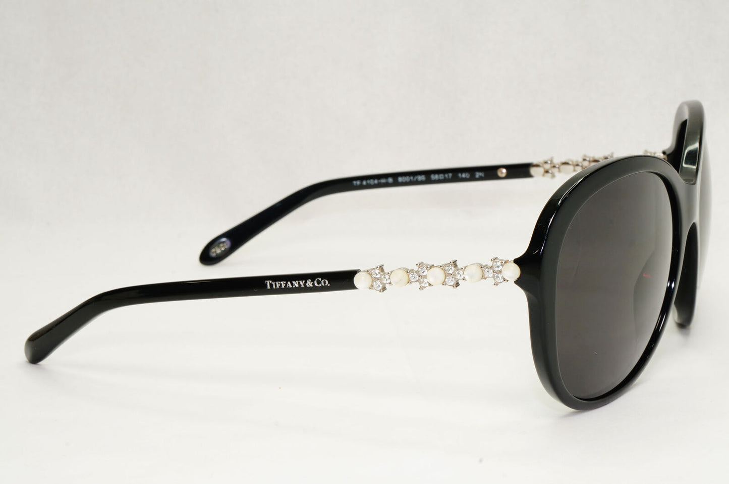 Tiffany & Co Sunglasses Black Pearl Crystal Silver TF 4104-H-B 8001/9S 050124